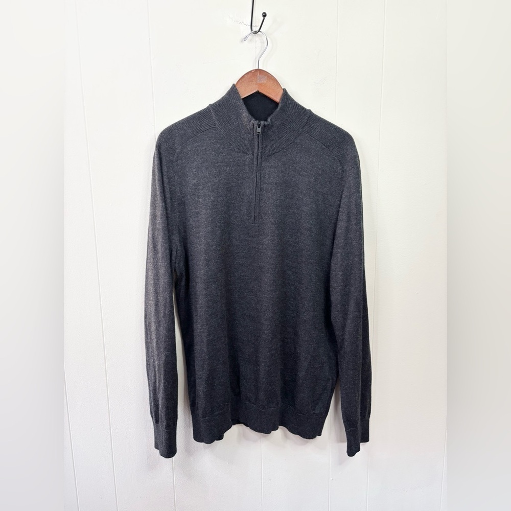 Express charcoal grey 3/4 zip sweater men’s XL merino wool blend